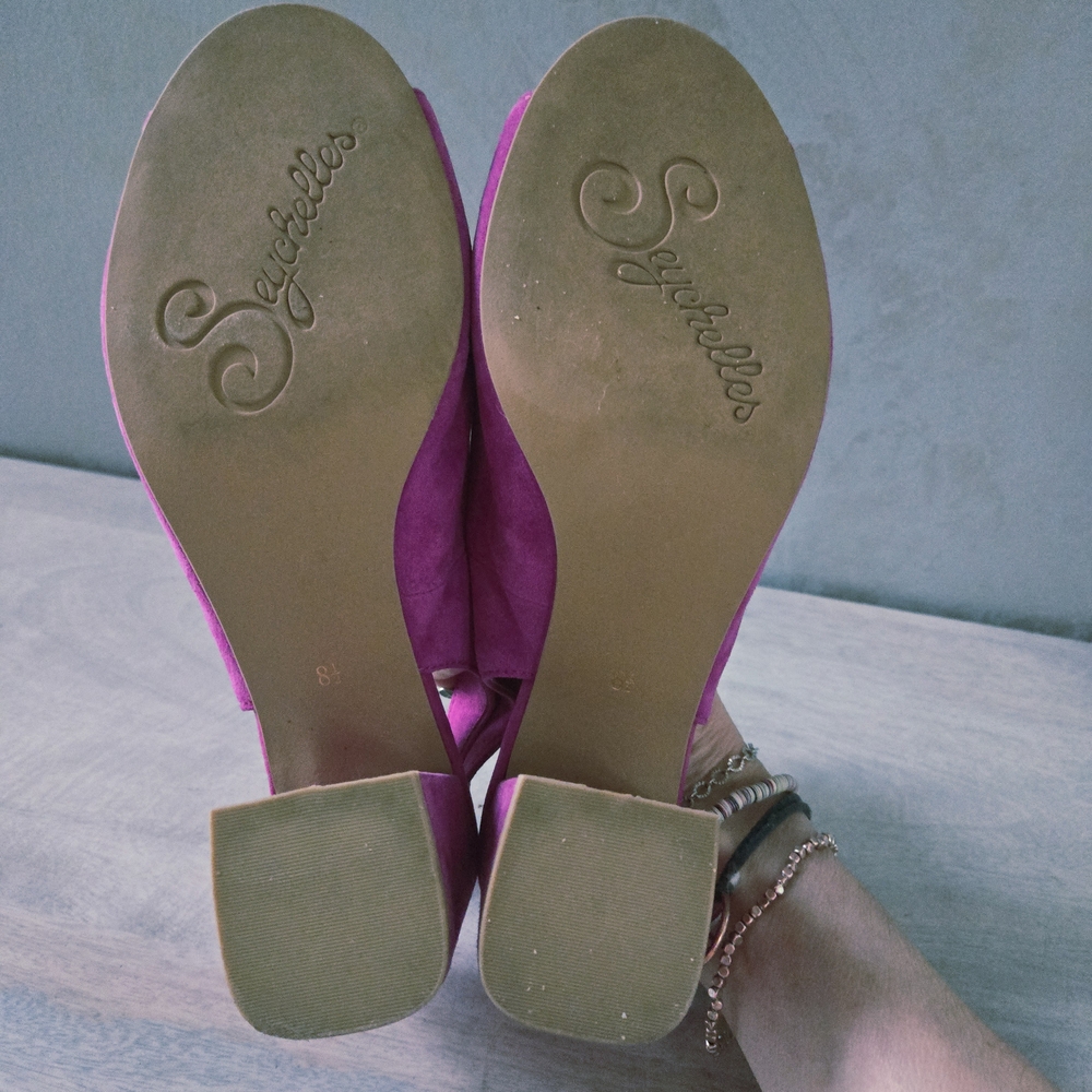 Seychelles EUC Slingback Chunky Heels 8.5 Purple Magenta - Picture 10 of 16